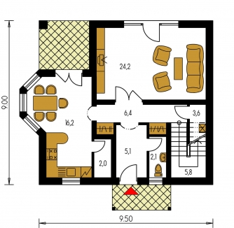 Floor plan of ground floor - KLASSIK 108